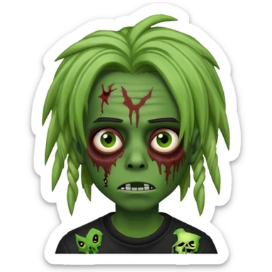 zombie playboy carti emo with dreads green skin sticker