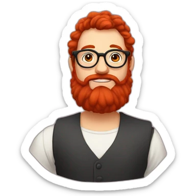 Chubby non binary Big lebowsky round glasses long venitian hair chaotic red beard vaporizer sticker
