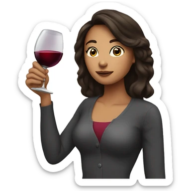 Brunette drinking wine sticker