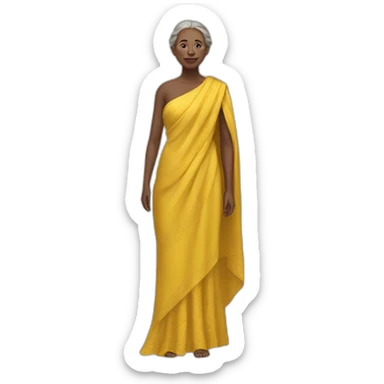 a white woman in a yellow shawl in full growth sticker