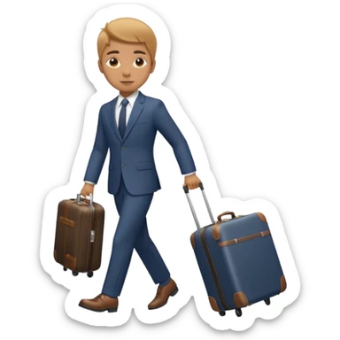 Please create an image of a young person departing overseas for employment. Set the scene as them pulling a suitcase toward the airp sticker