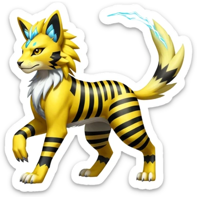 Shiny Elemental Exotic Zeraora-Raikou-Liepard-Persian-Pokémon-Fakémon-hybrid-creature (full body) sticker