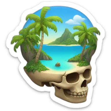 an island in the form of a skull sticker