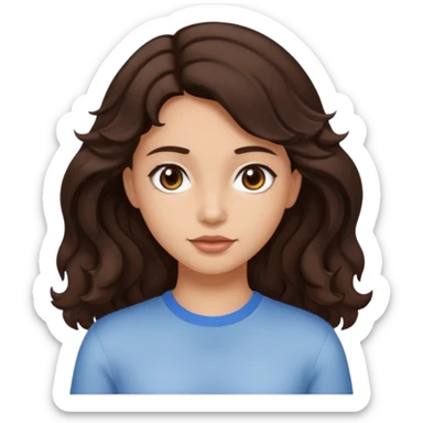 Short hair until shoulders wavy dark brown and with perçems and a soft look but girl more y2k sticker