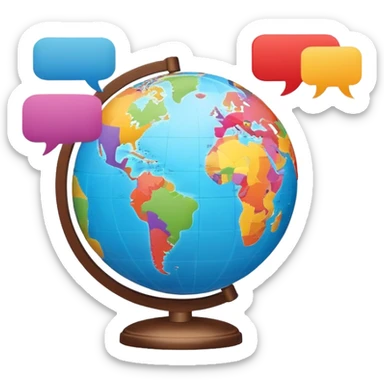 globe with translation speech bubbles sticker