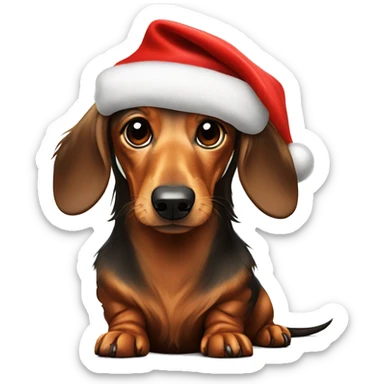 long haired dachshund with santa hat sticker