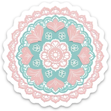 Romantic pastel lace doily sticker
