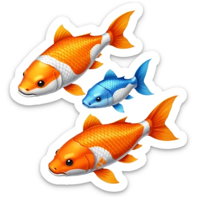 Creo dos pezes koi, como el Jim y el jam, una todo balcón y el otro todo de negro, de una perspectiva desde arriba. sticker