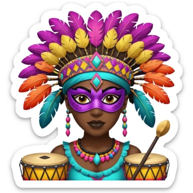 Masked Festival Drummer black woman sticker