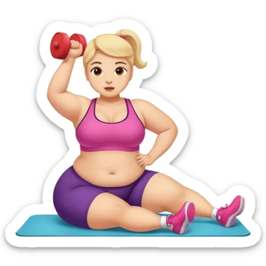 Fat girl doing sit ups  sticker