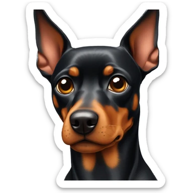 German Pinscher with floppy ears giving a side-eye look sticker