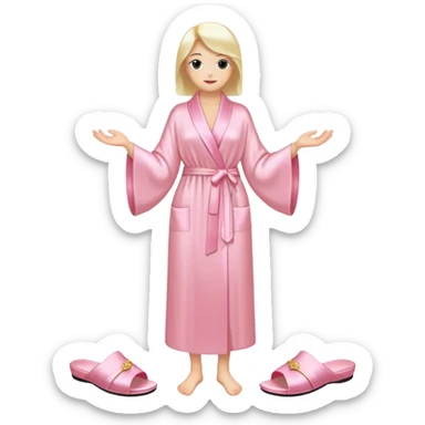 Light pink silk slippers and robe sticker