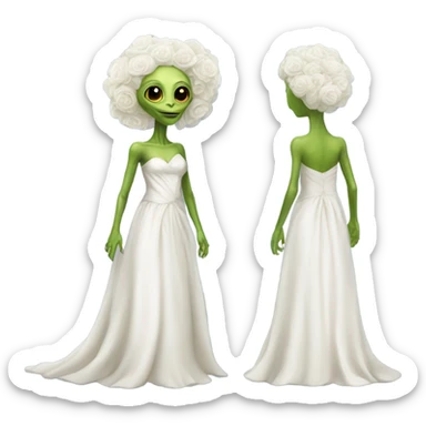 a Reptilian alien woman, full body, Wedding dress sticker