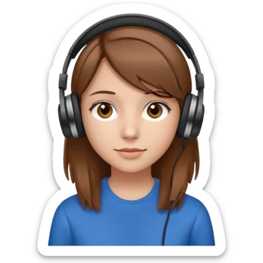 kulaklıklı düz kumral saçlı kahverengi gözlü kız  sticker