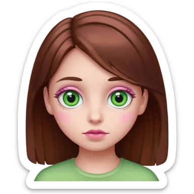 pink green brown girl eyeballs sticker