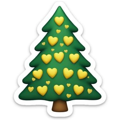 Christmas tree with yellow and blue hearts sticker