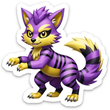 Shiny furry cool Zeraora-Lombax-Obstagoon-fusion sticker