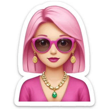 pink girl with wealth with sunglass on top sticker