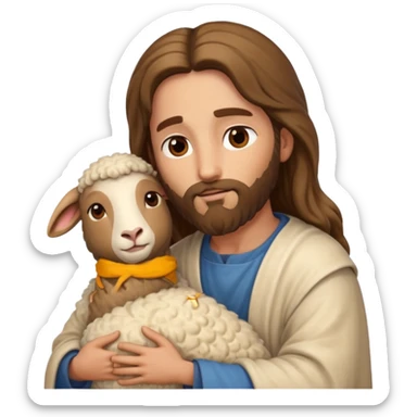 jesus hugging sheep sticker