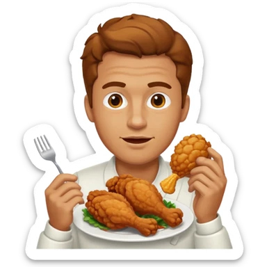 
man enjoying a plate of chicken sticker