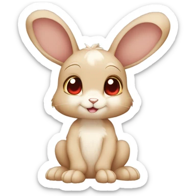 Cute, Shiny, Anthro, Brown, Normal-type-Ground-type Tan-Rabbit-Fakémon with Dark-Red eyes, beige ears, beige belly, beige paws, beige feet, full body sticker
