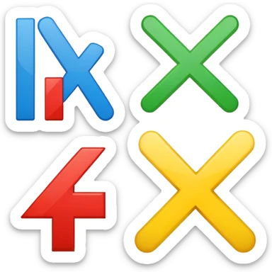 Four basic math operation symbols: plus, minus, multiplication, division sticker
