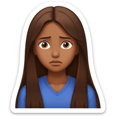 create a woman with brown long sthaight hair who is thinking that she is a bad person sticker