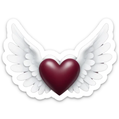 burgundy heart with white angel wings sticker