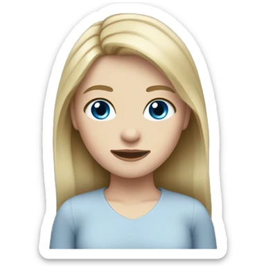 Girl with dirty blond shoulder length hair,blue eyes and pale skin sticker