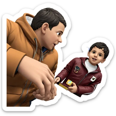 boys in jackets with bags sticker