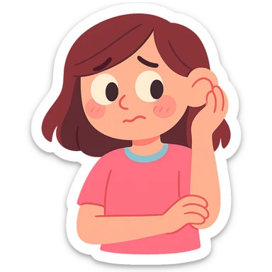 shy girl tucking her hair behind her ear, pastel toon style sticker