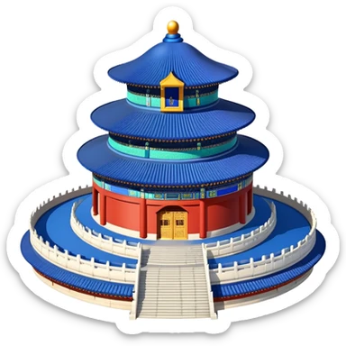 Temple of Heaven, round blue roof building, traditional Chinese architecture emoji sticker