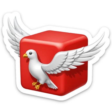 Red lucky block  with white wing sticker