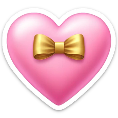 cute pink heart with gold bow sticker