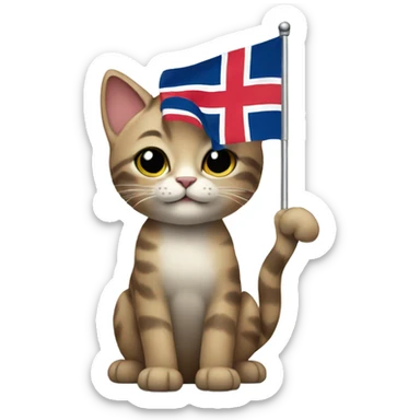 Cat holding Norwegian flag  sticker