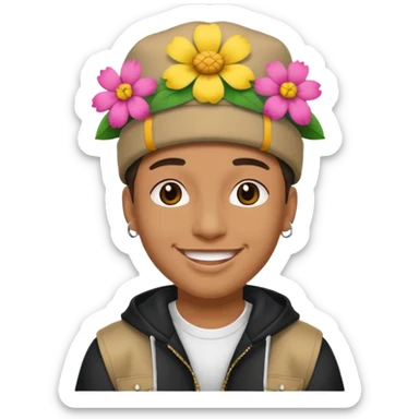 RAPPER WITH FLOWER HAT sticker