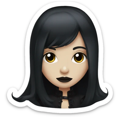 goth girl with long black hair sticker