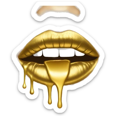 Gold lips dripping gold  sticker