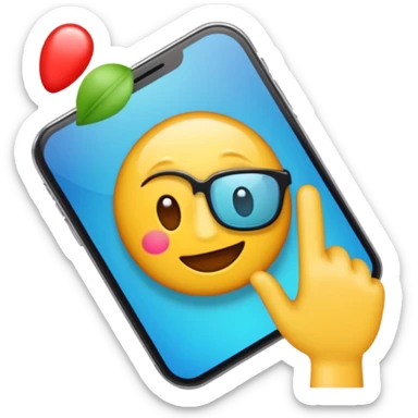 Crear un emoji en movimiento dándole Tac Tac a la pantalla de un teléfono con colores resaltante y vibrantes sticker