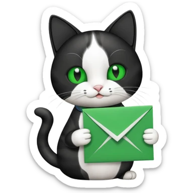 A black and white Cat holding a list with a green check mark symbolizing a task is done. sticker