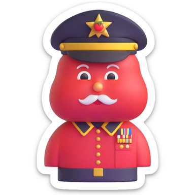 Tomato wearing Napoleon Bonaparte's bicorne hat and military officer uniform sticker