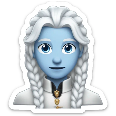pale androgynous royal vampire with long white hair in a braid over his shoulder and light blue eyes sticker