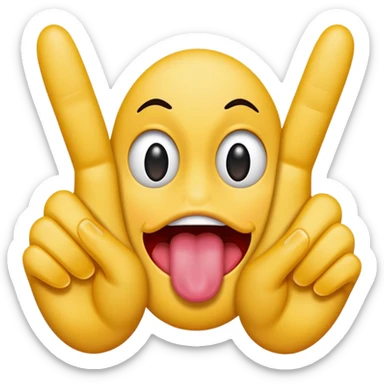 Tongue sticking out between two fingers sticker