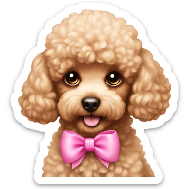 Toy poodle with pink bow sticker