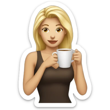 A blonde woman drinking coffee sticker