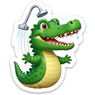 Cute crocodile is showing under the shower like game Where's my water sticker