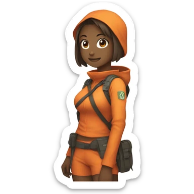 anime girl peanime female adventurer in orange clothes sticker