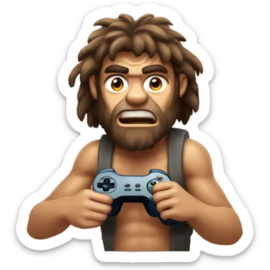 Caveman playing video game  sticker