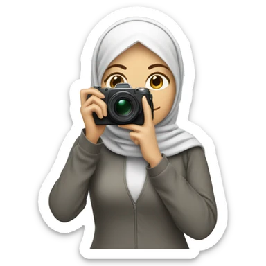 White-woman-wearing-hijab-taking-photos-with-camera sticker