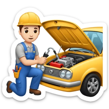 mechanic fixing car sticker